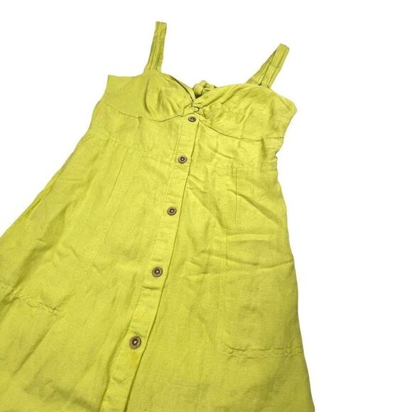 Anthropologie Maeve Linen Blend Retro Sundress Lime - Picture 10 of 13